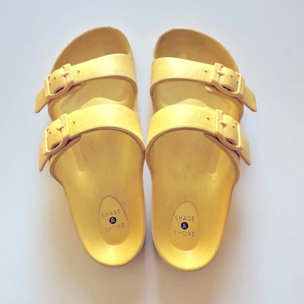 Shade & Shore Bright Yellow Buckle Sandals